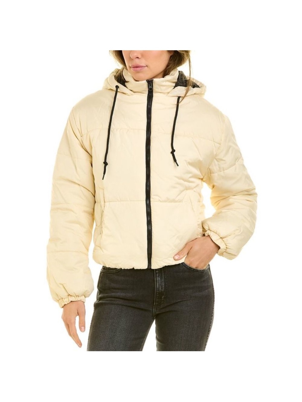Therapy Womens Oversized Sleeve Puffer Jacket, White